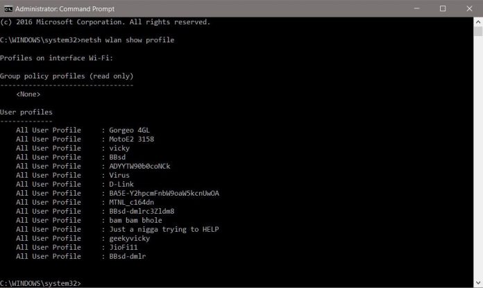 This command will return the list of all the Wi-Fi networks that you have ever connected to.