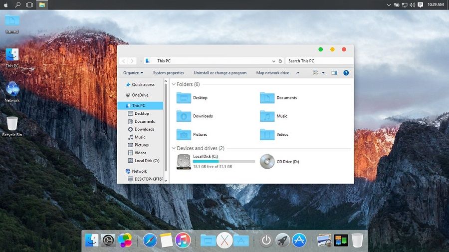 Mac OS X El Capitan - Windows 10 Theme