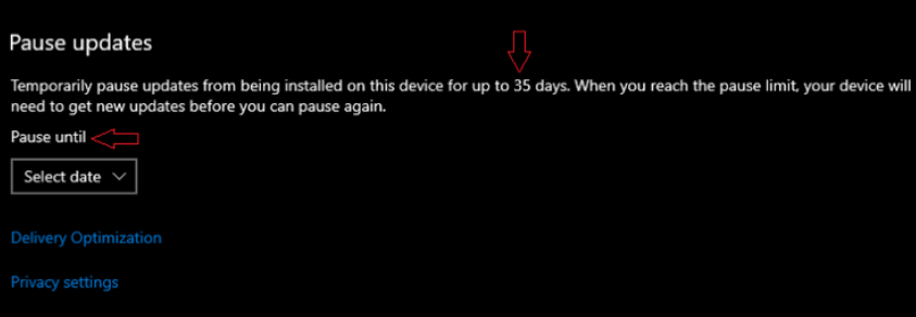 Windows 10 postpone updates for up to 35 days