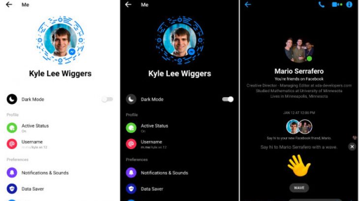 "Dark Mode" is official in the Messenger application