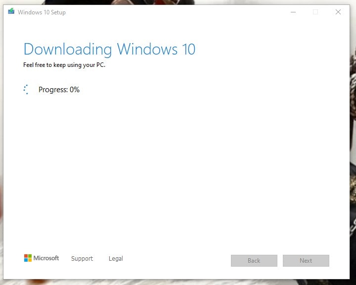 Windows 10 Media Tool (Downloading Windows)