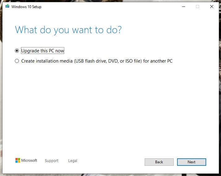 Windows 10 Media Tool (Start)